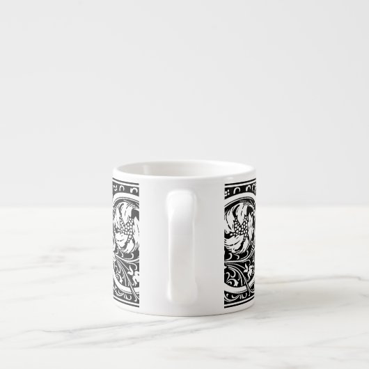 Buchstabe C Mittelalterliche Monogramm Art Nouveau Espressotasse (Rückseite)