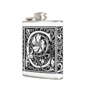 Buchstabe C Mittelalterliche Monogramm Art Nouveau Flachmann (Links)