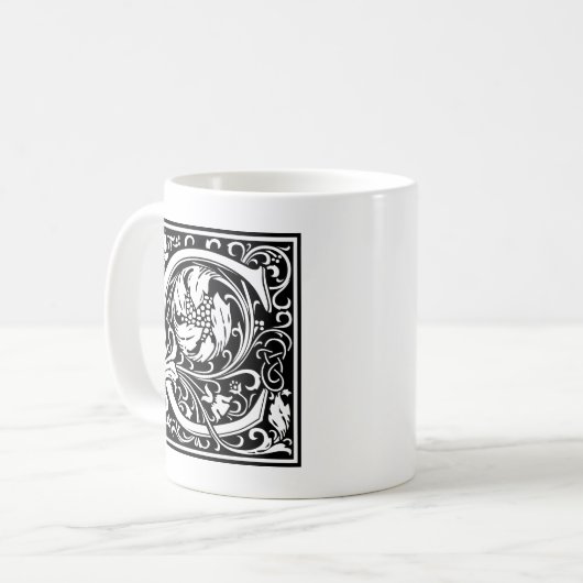 Buchstabe C Mittelalterliche Monogramm Art Nouveau Kaffeetasse (Vorderseite Links)