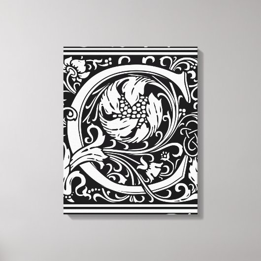Buchstabe C Mittelalterliche Monogramm Art Nouveau Leinwanddruck (Vorderseite)