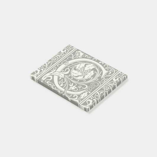 Buchstabe C Mittelalterliche Monogramm Art Nouveau Post-it Klebezettel (angewinkelt)