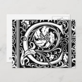 Buchstabe C Mittelalterliche Monogramm Art Nouveau Postkarte (Vorne/Hinten)