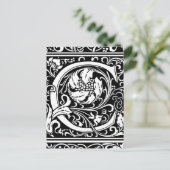 Buchstabe C Mittelalterliche Monogramm Art Nouveau Postkarte (Stehend Vorderseite)