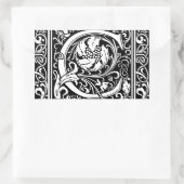 Buchstabe C Mittelalterliche Monogramm Art Nouveau Rechteckiger Aufkleber (Tasche)