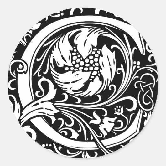 Buchstabe C Mittelalterliche Monogramm Art Nouveau Runder Aufkleber (Vorderseite)