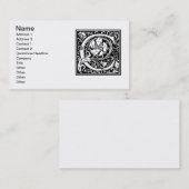 Buchstabe C Mittelalterliche Monogramm Art Nouveau Visitenkarte (Vorne/Hinten)