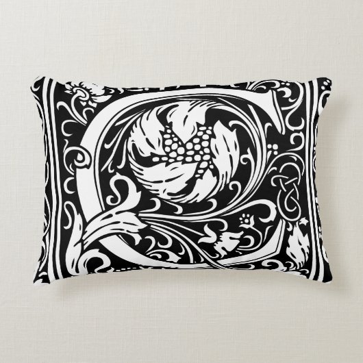 Buchstabe C Mittelalterliche Monogramm Art Nouveau Zierkissen (Vorderseite)