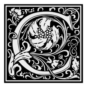 Buchstabe C Mittelalterliche Monogramm-Kunst Art N Poster