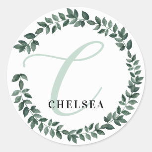Buchstabe C Monogramm Benutzerdefinierter Name Min Runder Aufkleber
