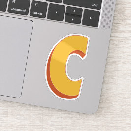 Buchstabe C Monogramm, fette 3D-Typ-Schrift Initia Aufkleber