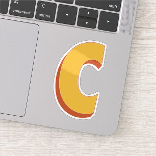 Buchstabe C Monogramm, fette 3D-Typ-Schrift Initia Aufkleber