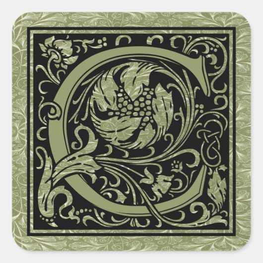 Buchstabe C Monogramm Quadratischer Aufkleber (Vorderseite)