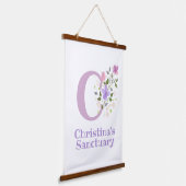 Buchstabe C plus Vorname mit Blumenmuster Wandteppich Mit Holzrahmen (Gewinkelt)