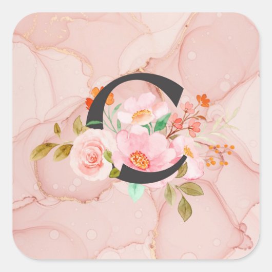 Buchstabe C Quadratischer Aufkleber (Vorderseite)