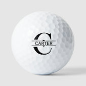 Buchstabe C | Schwarzes Ziersplit Monogramm Golfball (Vorderseite)