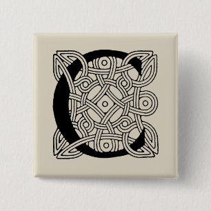 Buchstabe C Vintage Knotentonografie Button