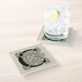 Buchstabe C Vintage Knotentonografie Glasuntersetzer (Schrägansicht)