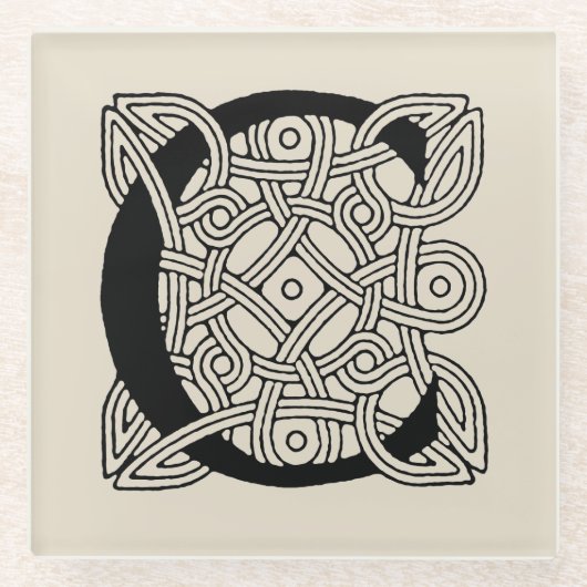 Buchstabe C Vintage Knotentonografie Glasuntersetzer (Vorderseite)