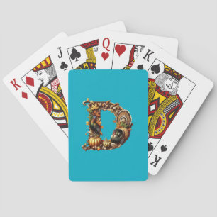 Buchstabe D als Geschenk im Thanksgiving-Stil Spielkarten