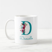 Buchstabe D Aquamarin rosa Kaffeetasse (Links)