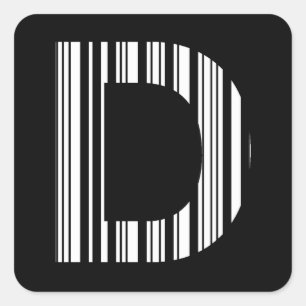 BUCHSTABE D BAR CODE Erstes Anfangsbuchstaben-Barc Quadratischer Aufkleber