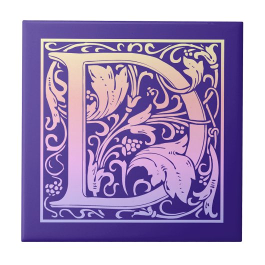 Buchstabe D Farbiger Vintager erster Buchstabe Gra Fliese (Vorderseite)