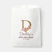 Buchstabe D Gold Monogramm Blush Rosa Rosen Geschenktütchen (Vorderseite)