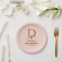 Buchstabe D Gold Monogramm Blush Rosa Rosen
