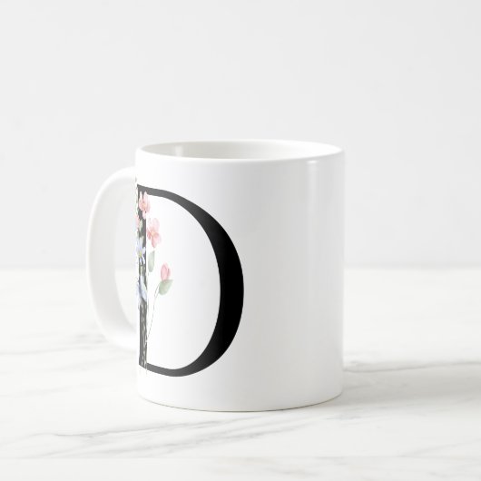 Buchstabe D mit Blumen Kaffeetasse (Vorderseite Links)
