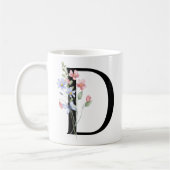 Buchstabe D mit Blumen Kaffeetasse (Links)