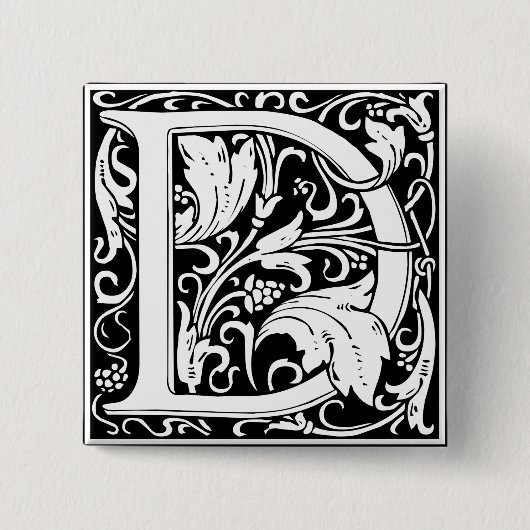 Buchstabe D Mittelalterliche Monogramm-Kunst Art N Button (Vorderseite)