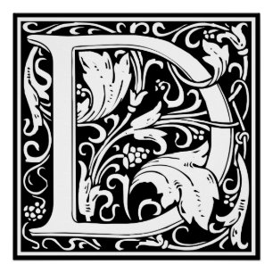 Buchstabe D Mittelalterliche Monogramm-Kunst Art N Poster