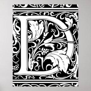 Buchstabe D Mittelalterliche Monogramm-Kunst Art N Poster