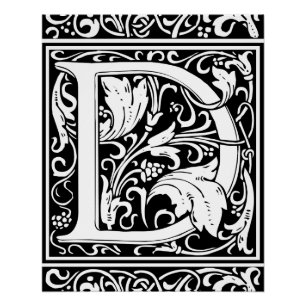 Buchstabe D Mittelalterliche Monogramm-Kunst Art N Poster