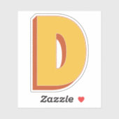 Buchstabe D Monogramm, fette 3D-Schrift Initiale  Aufkleber (Blatt)