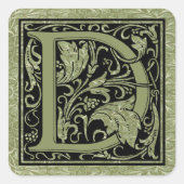 Buchstabe D Monogramm Quadratischer Aufkleber (Vorderseite)