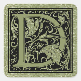 Buchstabe D Monogramm Quadratischer Aufkleber
