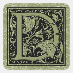 Buchstabe D Monogramm Quadratischer Aufkleber