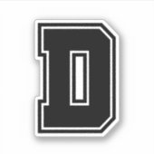 Buchstabe D Schriftart der sportlichen Uni Aufkleber (Vorderseite)