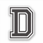 Buchstabe D Schriftart der sportlichen Uni Aufkleber (Vorderseite)
