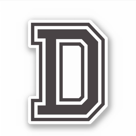 Buchstabe D Schriftart der sportlichen Uni Aufkleber (Vorderseite)