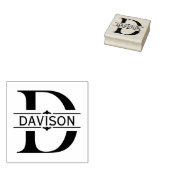 Buchstabe D | Schwarzes Ziersplit Monogramm Gummistempel (Stempel)