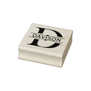 Buchstabe D Schwarzes Ziersplit Monogramm Gummistempel