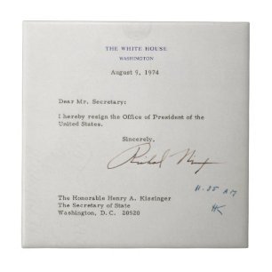 Buchstabe der Resignation von Richard M. Nixon Fliese