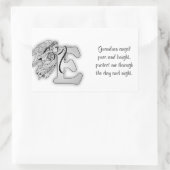 Buchstabe E Engel Monogramm Alphabet zuerst schwar Rechteckiger Aufkleber (Tasche)