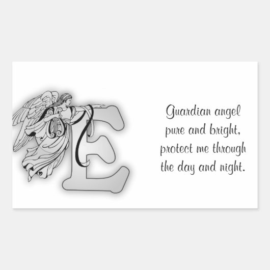 Buchstabe E Engel Monogramm Alphabet zuerst schwar Rechteckiger Aufkleber (Vorderseite)