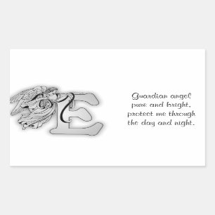 Buchstabe E Engel Monogramm Alphabet zuerst schwar Rechteckiger Aufkleber