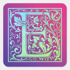 Buchstabe E Farbiger Vintager erster Buchstabe Gra Quadratischer Aufkleber