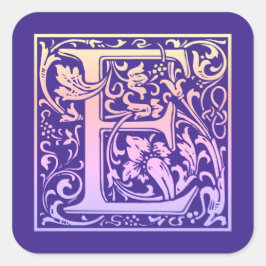 Buchstabe E Farbiger Vintager erster Buchstabe Gra Quadratischer Aufkleber