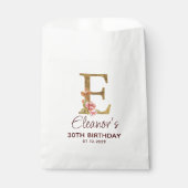 Buchstabe E Gold Monogramm Blush Rosa Rosen Geschenktütchen (Vorderseite)